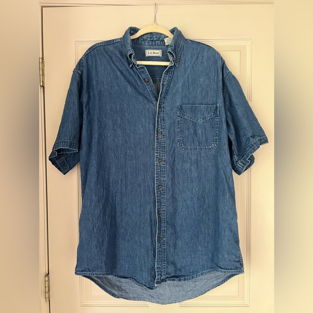 LL Bean Denim Shirt, Large, Blue
